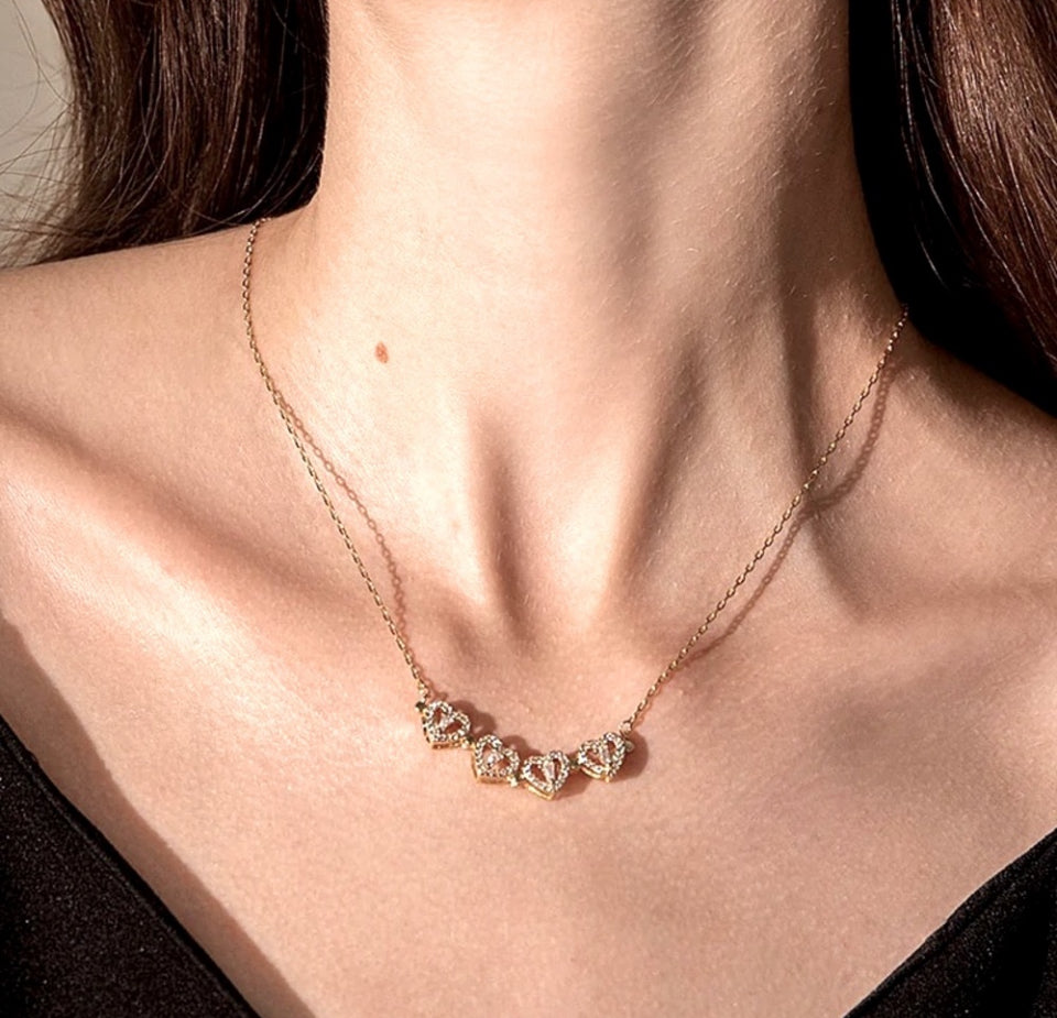 Necklace four leaf clover converts to four hearts