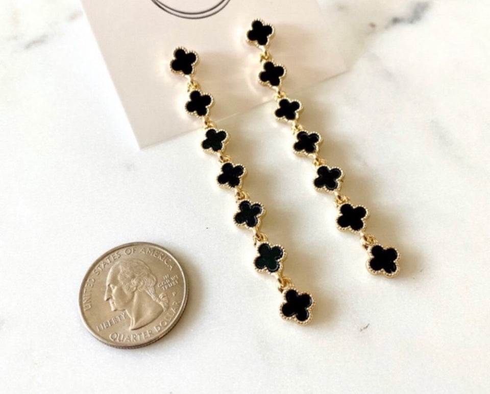 Earrings lucky four leaf clover