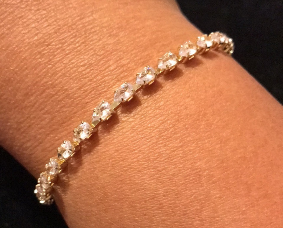 Bracelet Cubic Zirconia multi stone water drop design