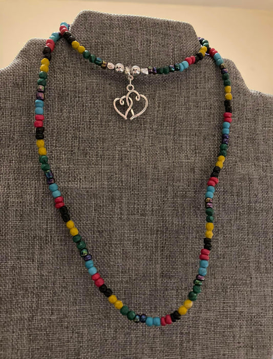 Bead necklace and bracelet set multi color