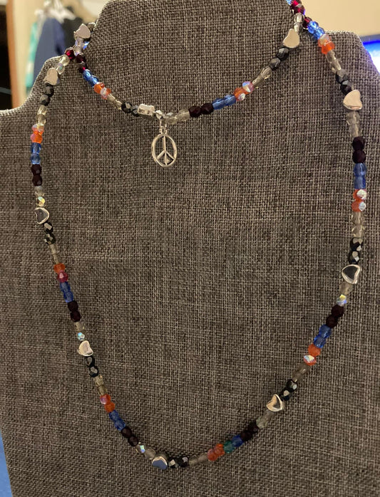 Bead necklace and bracelet set multi color